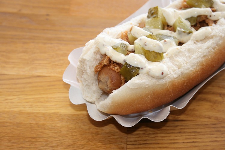 BBQ Recipe - BBQ Hot Dogs with Pickles, Onions and Mayonnaise